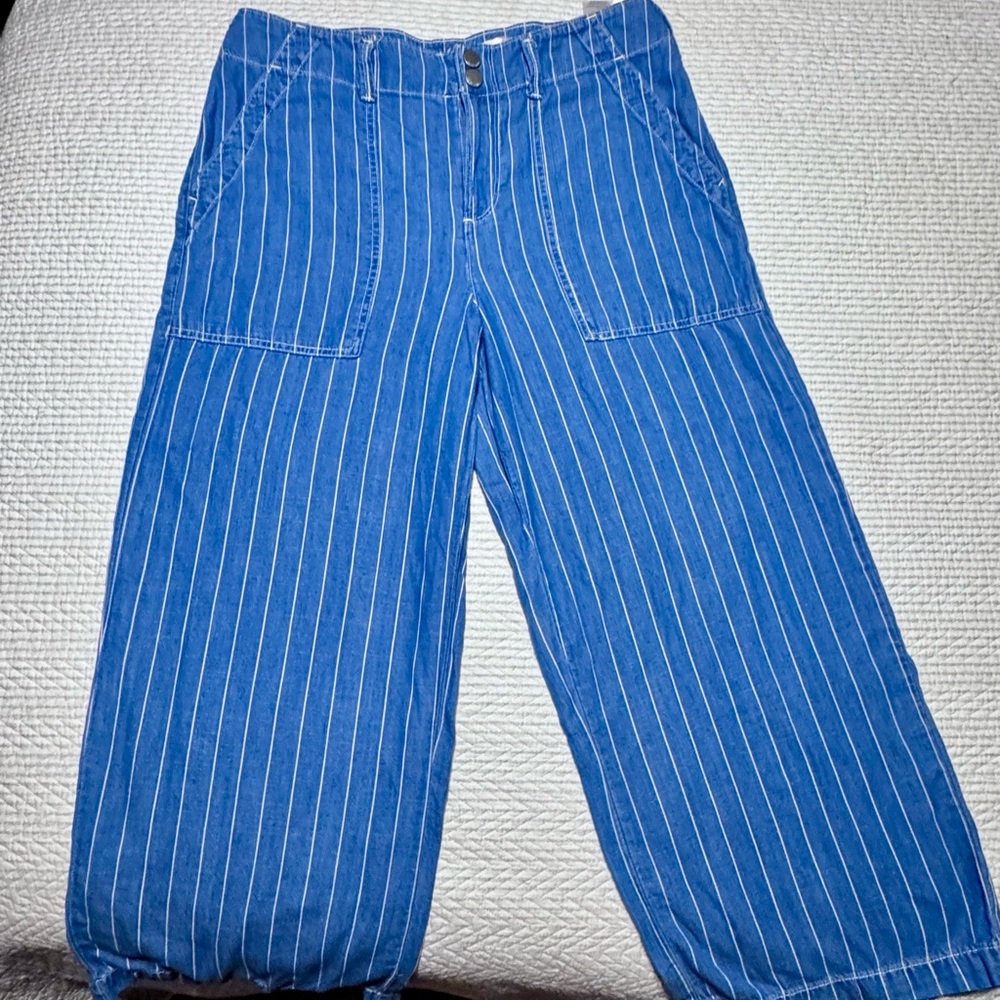 SEVEN7 Blue & White Striped Wide Leg Light Weight Jeans Size 8 👖🔥